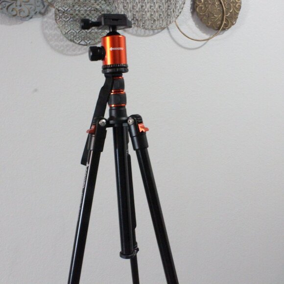 GEEKOTO 77” Camera Tripod with 360° Ball Head Black/Orange - Picture 2 of 5